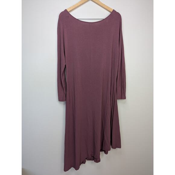 Garnet Hill Dark Mauve Asymmetrical Detailed Neckline Dress - Picture 7 of 7